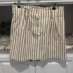 Beige and white stripe paperbag skirt
